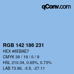 Color code: RGB 142 186 231 | qconv.com