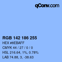 Color code: RGB 142 186 255 | qconv.com