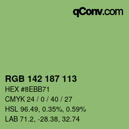 Color code: RGB 142 187 113 | qconv.com