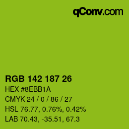 カラーコード: RGB 142 187 26 | qconv.com