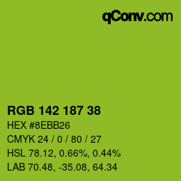 Color code: RGB 142 187 38 | qconv.com