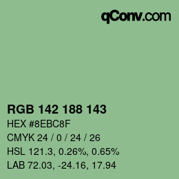 Color code: RGB 142 188 143 | qconv.com
