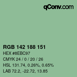 Color code: RGB 142 188 151 | qconv.com