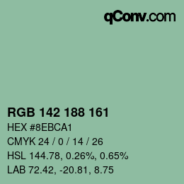 Color code: RGB 142 188 161 | qconv.com