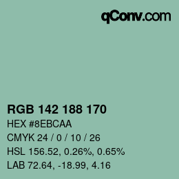 Color code: RGB 142 188 170 | qconv.com