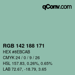 Color code: RGB 142 188 171 | qconv.com