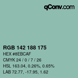 Color code: RGB 142 188 175 | qconv.com