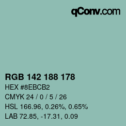 Color code: RGB 142 188 178 | qconv.com