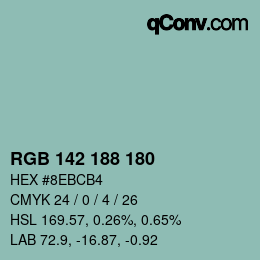 Color code: RGB 142 188 180 | qconv.com