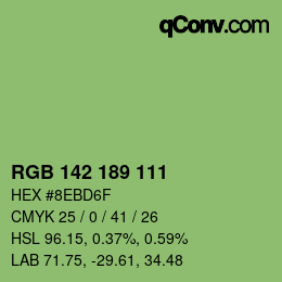 Color code: RGB 142 189 111 | qconv.com