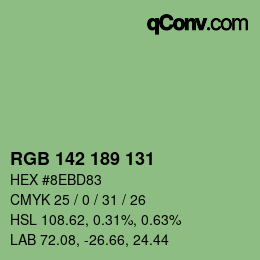 Color code: RGB 142 189 131 | qconv.com