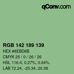 Color code: RGB 142 189 139 | qconv.com