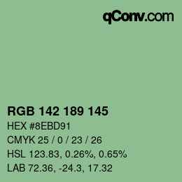 カラーコード: RGB 142 189 145 | qconv.com