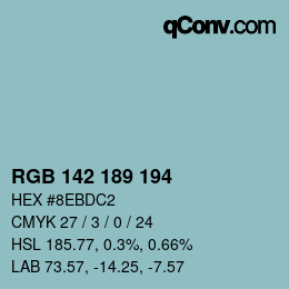 カラーコード: RGB 142 189 194 | qconv.com
