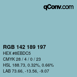 Color code: RGB 142 189 197 | qconv.com