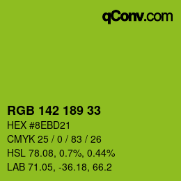 Color code: RGB 142 189 33 | qconv.com