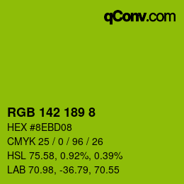 カラーコード: RGB 142 189 8 | qconv.com