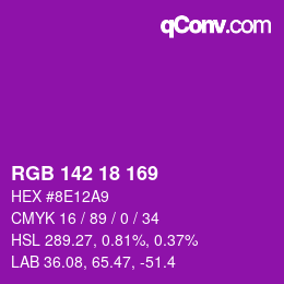 Color code: RGB 142 18 169 | qconv.com