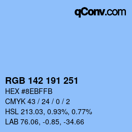 Color code: RGB 142 191 251 | qconv.com