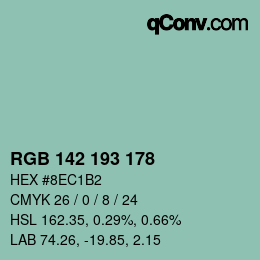 Color code: RGB 142 193 178 | qconv.com