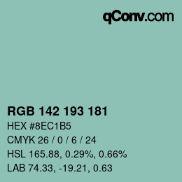カラーコード: RGB 142 193 181 | qconv.com