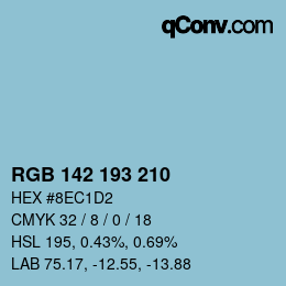 Color code: RGB 142 193 210 | qconv.com