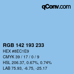 Color code: RGB 142 193 233 | qconv.com