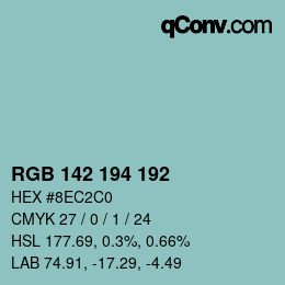 Color code: RGB 142 194 192 | qconv.com
