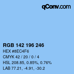 Color code: RGB 142 196 246 | qconv.com