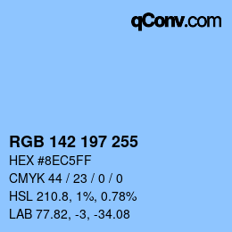 Color code: RGB 142 197 255 | qconv.com
