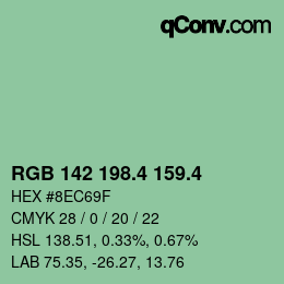 カラーコード: RGB 142 198.4 159.4 | qconv.com