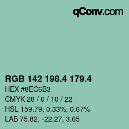カラーコード: RGB 142 198.4 179.4 | qconv.com