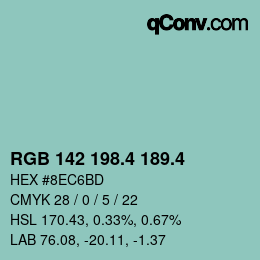カラーコード: RGB 142 198.4 189.4 | qconv.com