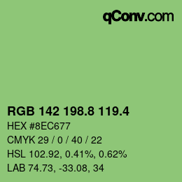 カラーコード: RGB 142 198.8 119.4 | qconv.com