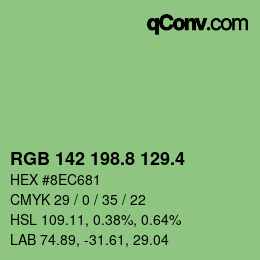 カラーコード: RGB 142 198.8 129.4 | qconv.com