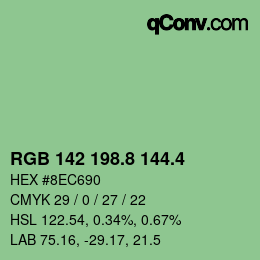 カラーコード: RGB 142 198.8 144.4 | qconv.com