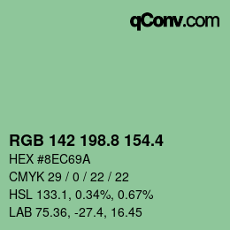 カラーコード: RGB 142 198.8 154.4 | qconv.com