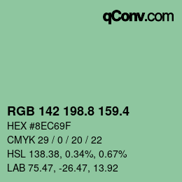 カラーコード: RGB 142 198.8 159.4 | qconv.com