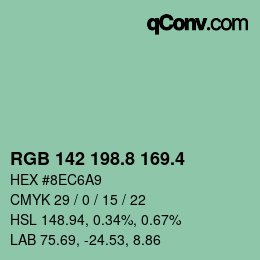 カラーコード: RGB 142 198.8 169.4 | qconv.com