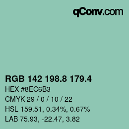カラーコード: RGB 142 198.8 179.4 | qconv.com