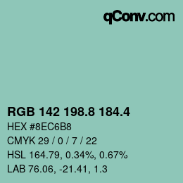 カラーコード: RGB 142 198.8 184.4 | qconv.com