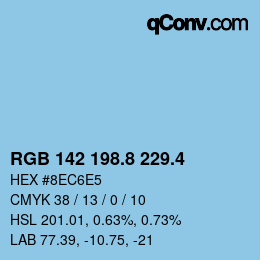 カラーコード: RGB 142 198.8 229.4 | qconv.com