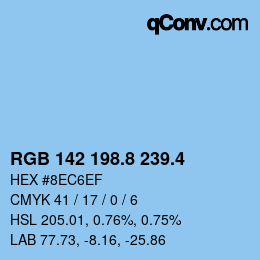 カラーコード: RGB 142 198.8 239.4 | qconv.com