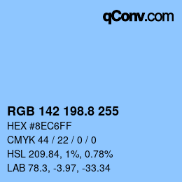カラーコード: RGB 142 198.8 255 | qconv.com