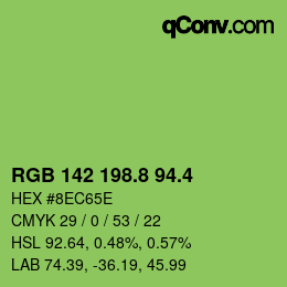 カラーコード: RGB 142 198.8 94.4 | qconv.com