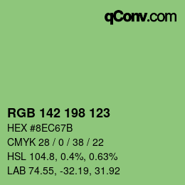 Color code: RGB 142 198 123 | qconv.com