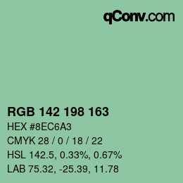 カラーコード: RGB 142 198 163 | qconv.com