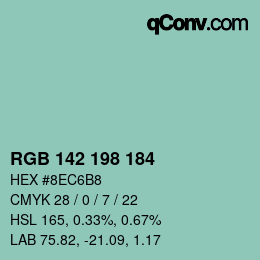 Color code: RGB 142 198 184 | qconv.com