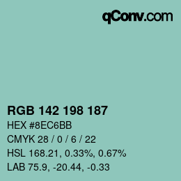 Color code: RGB 142 198 187 | qconv.com