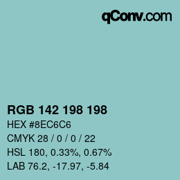 Color code: RGB 142 198 198 | qconv.com